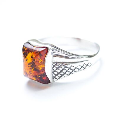 Men's Amber Solitaire Ring