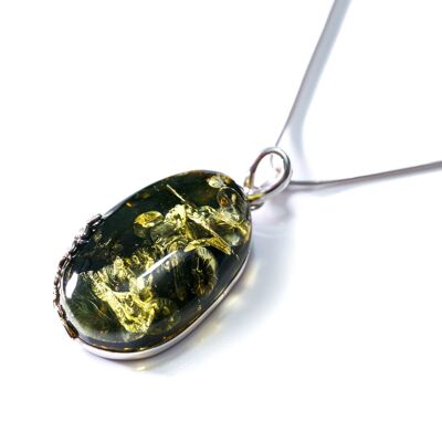 Green Amber Floral Pendant