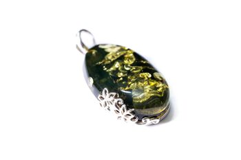 Pendentif Floral Ambre Vert 2