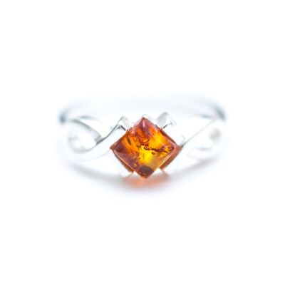 Anello Infinity con diamante ambrato