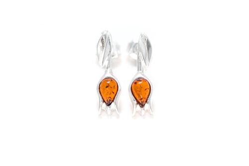 Amber Tulip Stud Earrings