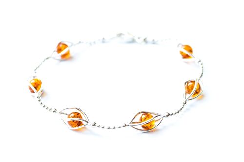 Modern Caged Amber Spheres Bracelet
