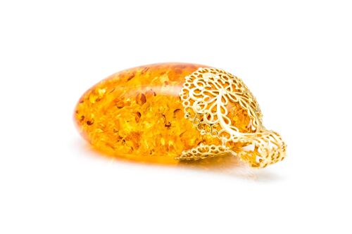 OOAK Gold Plated Honey Amber Pendant