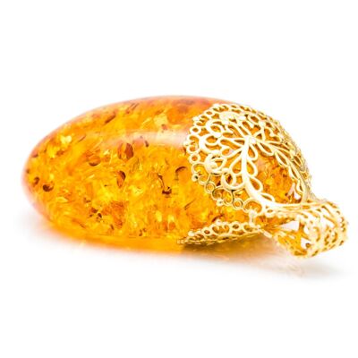 OOAK Gold Plated Honey Amber Pendant