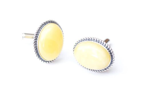 Classic Oval Yellow Amber Cufflinks