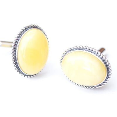 Classic Oval Yellow Amber Cufflinks
