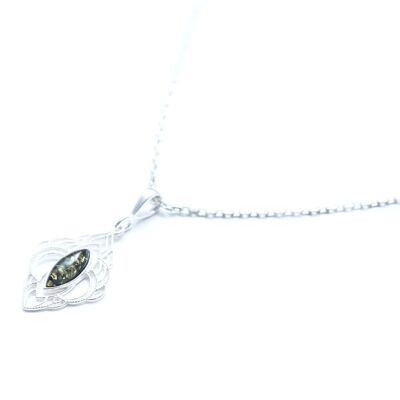 Pendentif Lustre Filigrane Ambre Vert