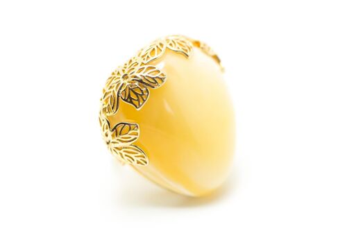 Gold Plated Butterscotch Amber Ring