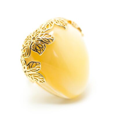 Gold Plated Butterscotch Amber Ring