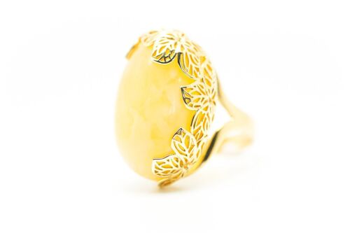 Nature Inspired Yellow Amber Ring