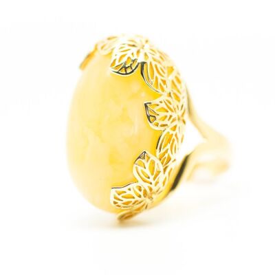 Nature Inspired Yellow Amber Ring