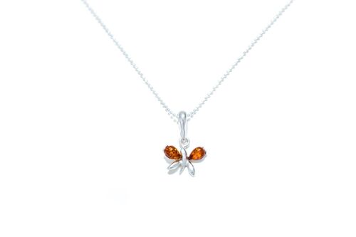 Tiny Amber Butterfly Necklace