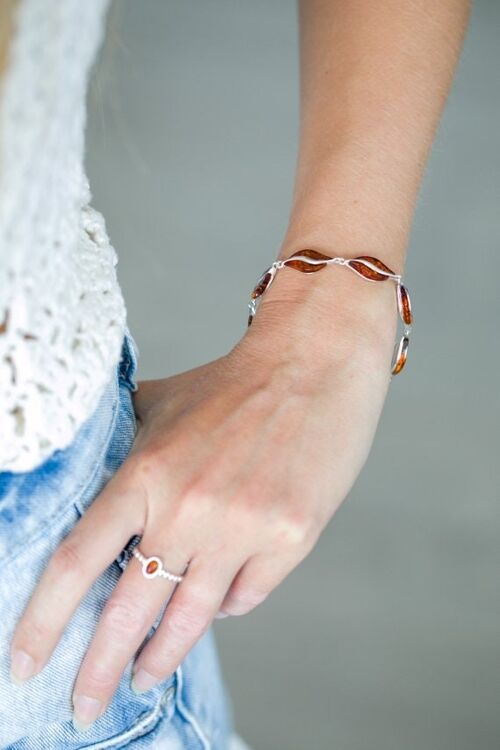 Amber & Silver Double Wave Bracelet