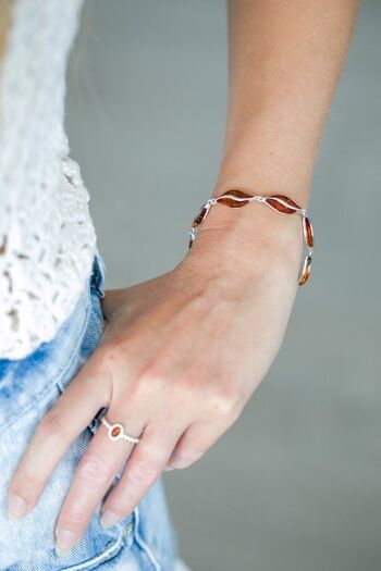 Bracelet Double Vague Ambre & Argent 1