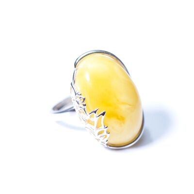 Icy Vine Butterscotch Amber Ring