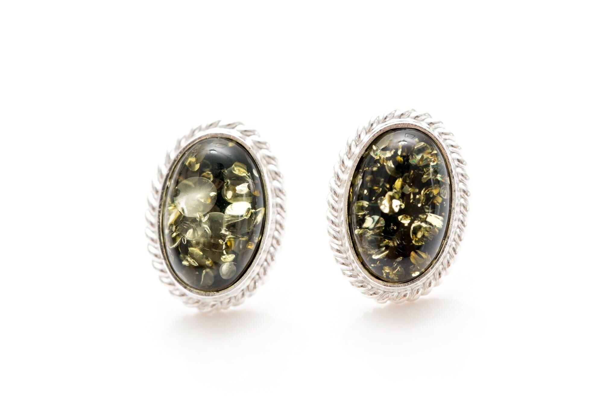 Green amber stud on sale earrings