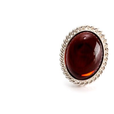 Cherry Red Amber Quintessence Statement Ring
