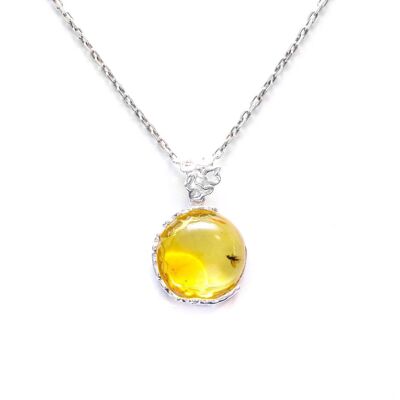 Small Yellow Amber Pendant with Inclusion