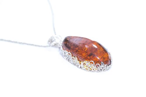 Unique Baltic Amber Pendant with Butterfly Frame