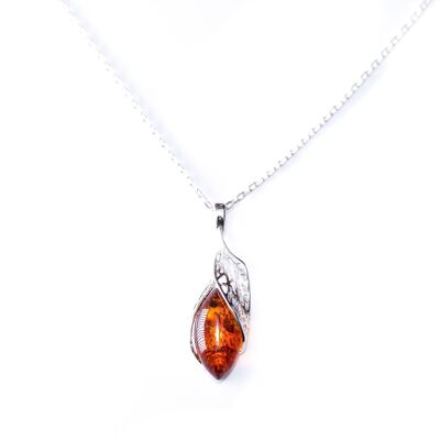 Fancy Top Amber & Silver Pendant