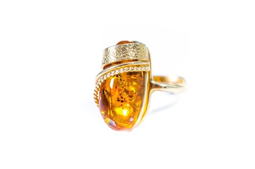Gold Plated Statement Amber Ring