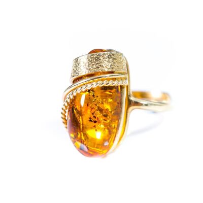 Gold Plated Statement Amber Ring