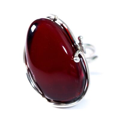 Pure Cherry Red Amber Cocktail Ring