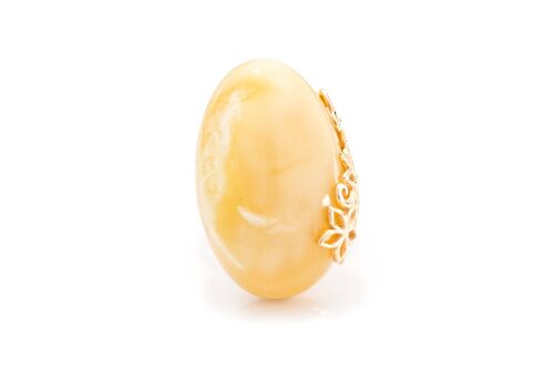 Gold Plated Floral Yellow Amber Ring