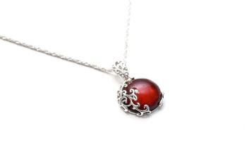 Pendentif Filigrane Ambre Rouge Cerise 3