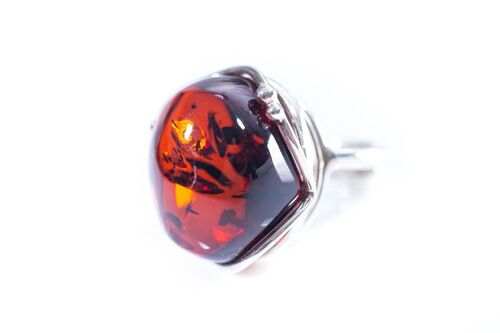 Oversized Cherry Red Amber Cocktail Ring