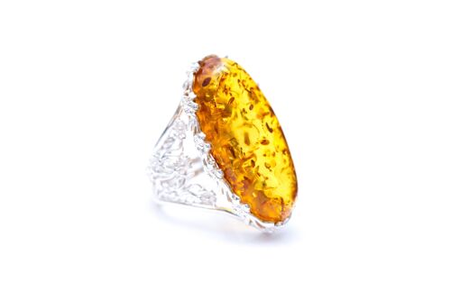 Unique Honey Amber Statement Ring