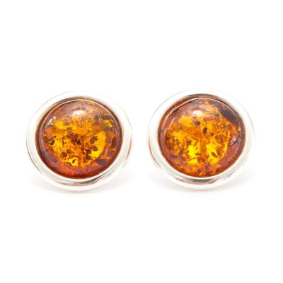Statement Round Amber Stud Earrings