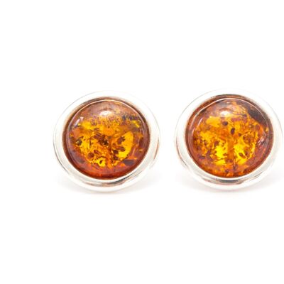 Statement Round Amber Stud Earrings