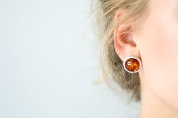 Boucles d'oreilles clous rondes en ambre tendance 5