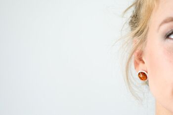 Boucles d'oreilles clous rondes en ambre tendance 8