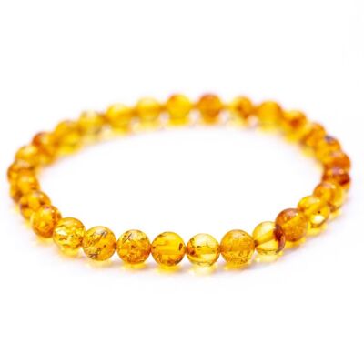 Bracciale con perline a sfera in ambra color miele