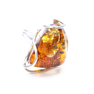 Unique Cut Amber Stone Ring