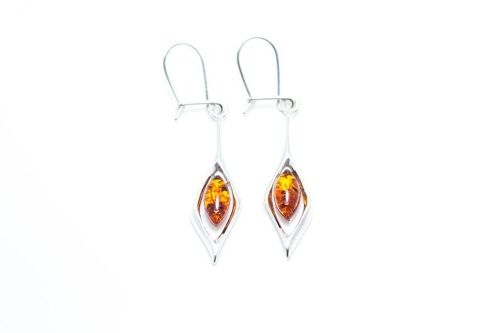 Small Droplet Amber Dangle Earrings