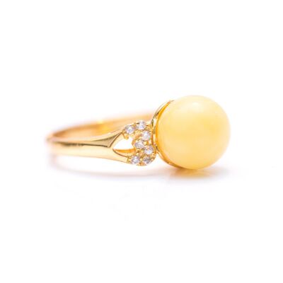 Solstice Yellow Amber Sphere Ring