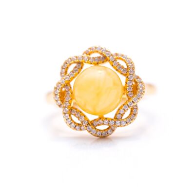 Solstice Yellow Amber Wreath Ring