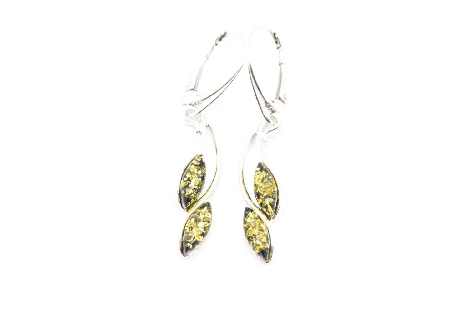 Grüne Bernsteinblatt-Ohrringe