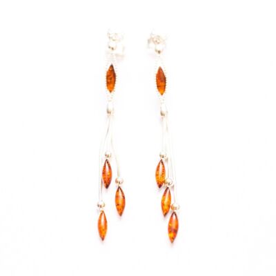 Boucles d'Oreilles Ambre Longue Chaîne