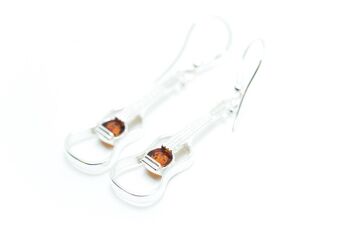 Boucles d'Oreilles Guitare Ambre & Argent 5