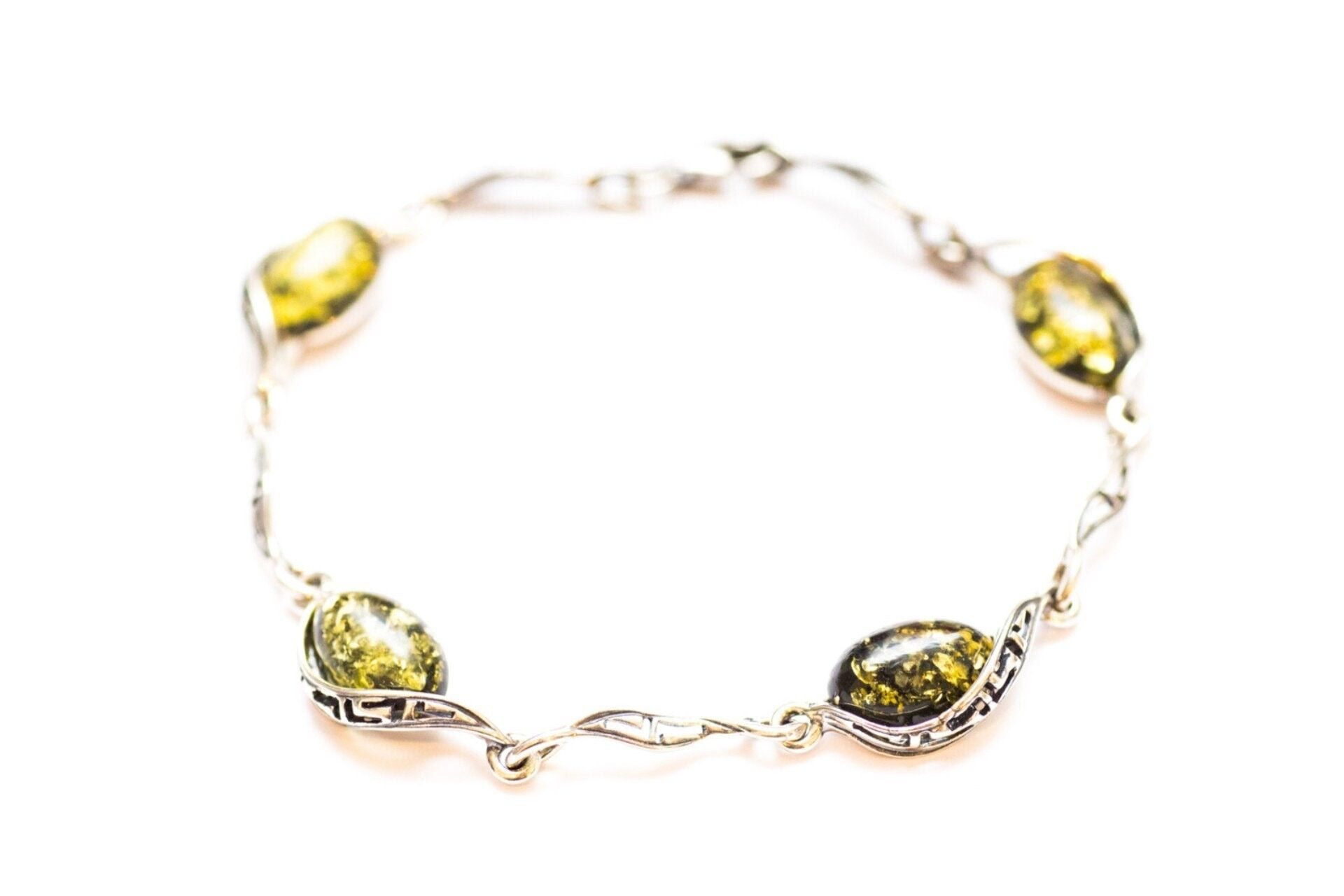 Aztekenarmband aus grünem Bernstein