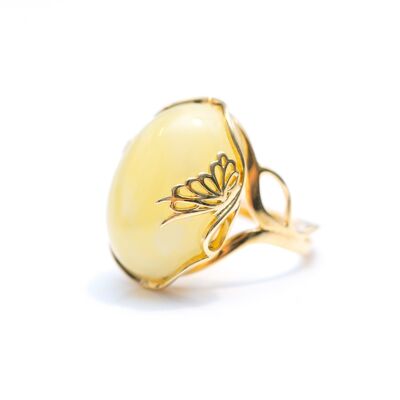 Oval Yellow Amber Statement Ring