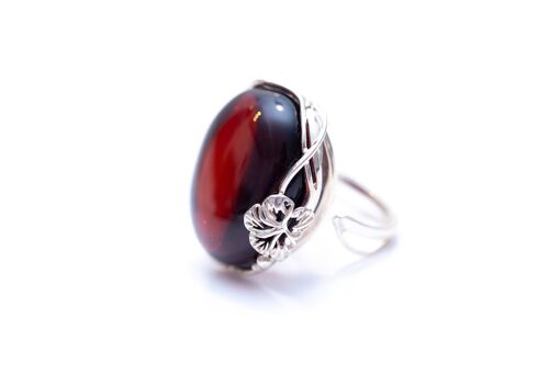 Handmade Floral Cherry Amber Ring