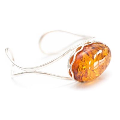 Modern Oval Baltic Amber Bangle