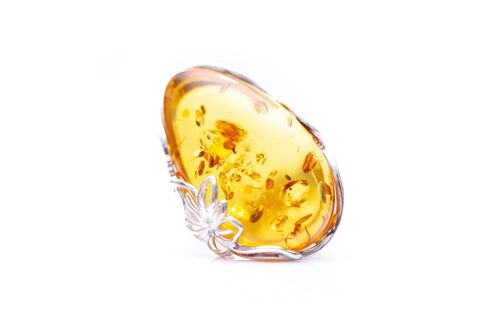 Handmade Bright Amber Flower Ring