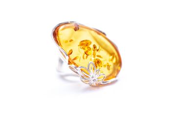 Anneau de fleur d'ambre brillant fait à la main 3