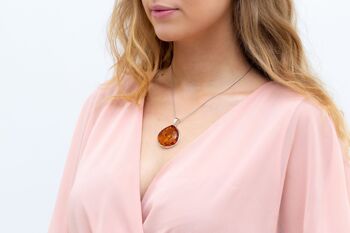 Pendentif Ambre Cognac Classique Fait Main 5